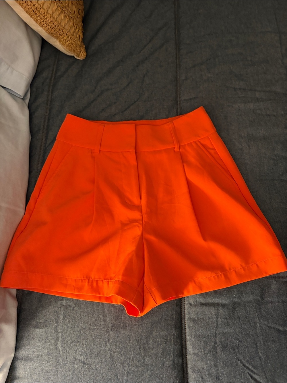Express High-Waist Bright Orange Tailored Shorts